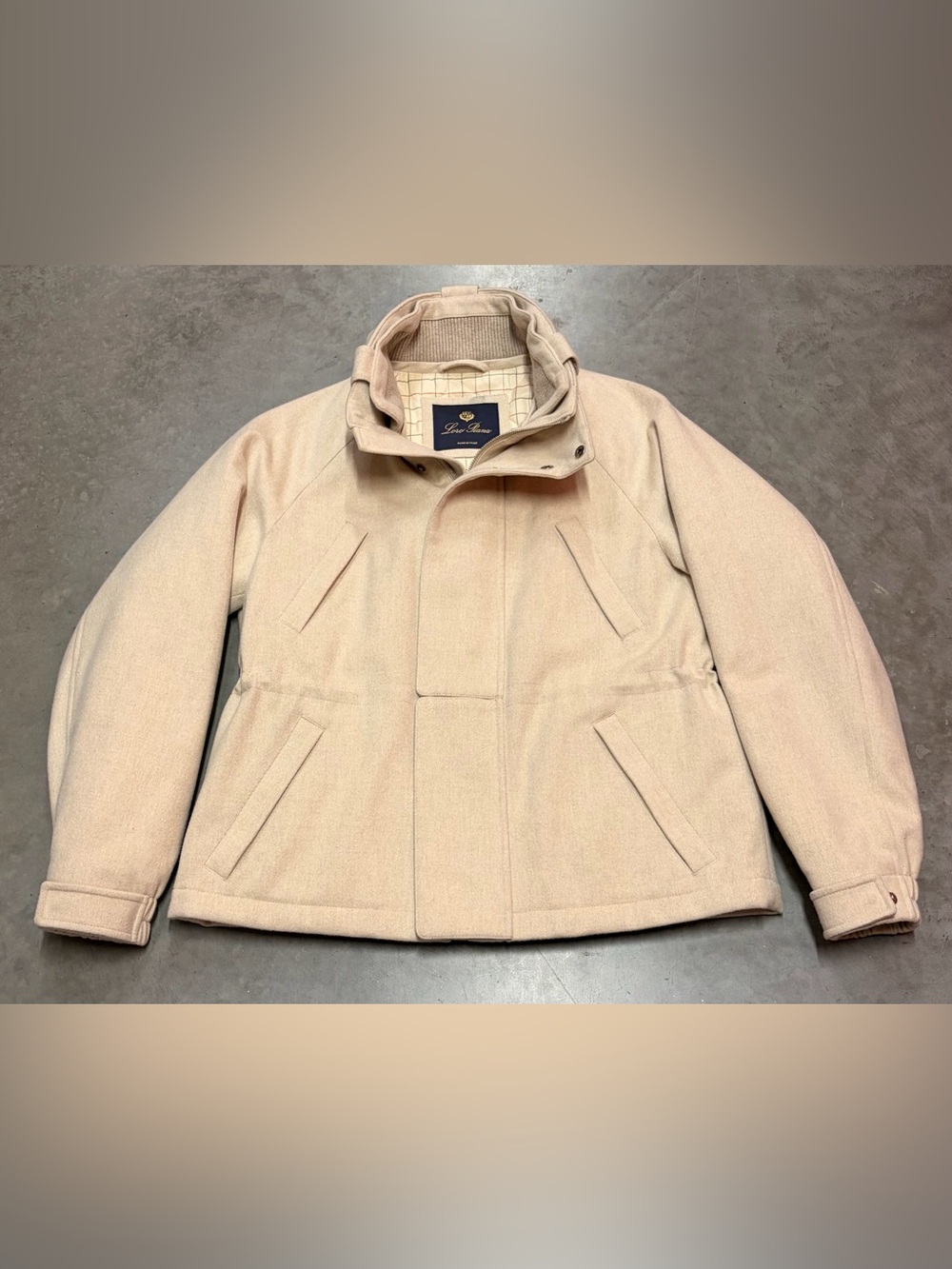 Loro Piana Icer Small Beige Sand Italian Cashmere Pea Coat